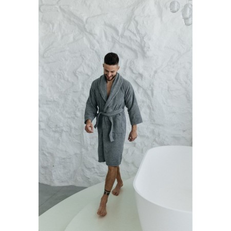 Tainted male bathrobe, size 48, gray color-5