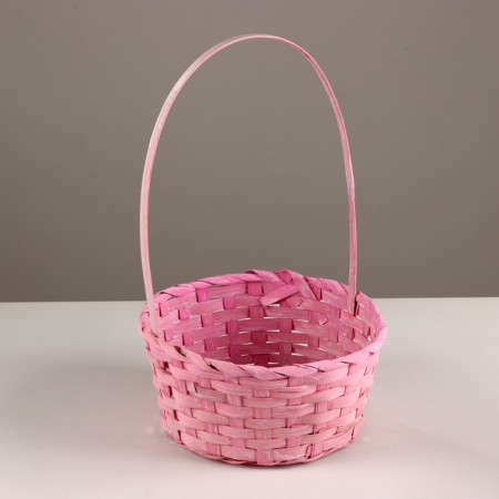 A set of baskets of 3 pcs, d21x10xh36cm, pink, bamboo-2