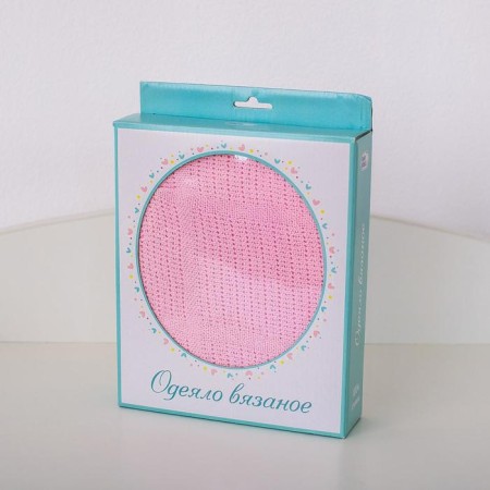 Knitted blanket, size 90x118 cm, pink color-4