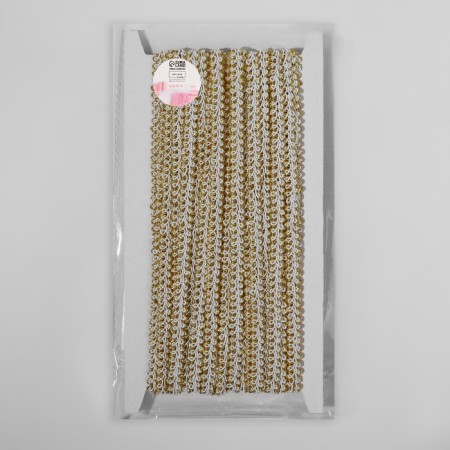 Decorative braid “Chanel”, 8 mm, 10 ± 1 m, white/gold color-2