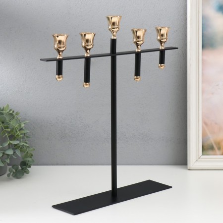 Summary Metal for 5 Celtic candles "D = 3.5 cm black with gold 36x29 cm-2