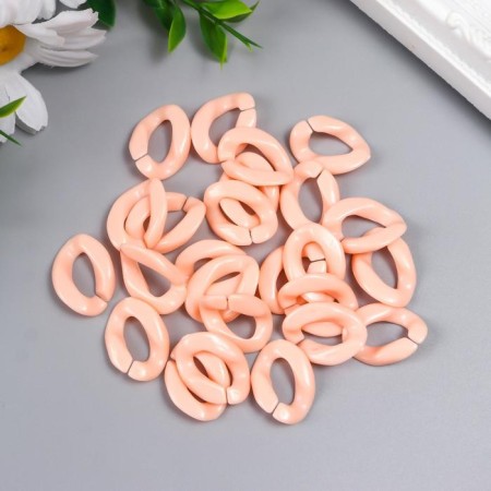 Decor for creativity Plastic "Ring for the chain" Pastel peach set 25 pcs 2.3x1.65 cm-2