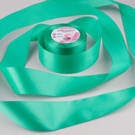 Satin tape, 50 mm × 23 ± 1 m, turquoise color No. 54