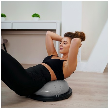 Half -sphere bosu gymnastic, massage, with a pump, 46x20 cm, color gray color-11