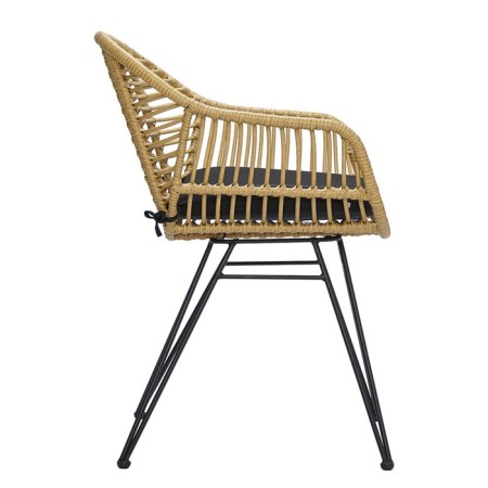 Vetle Bent chair, 560 × 570 × 810 mm, artificial rattan, beige color / black-12
