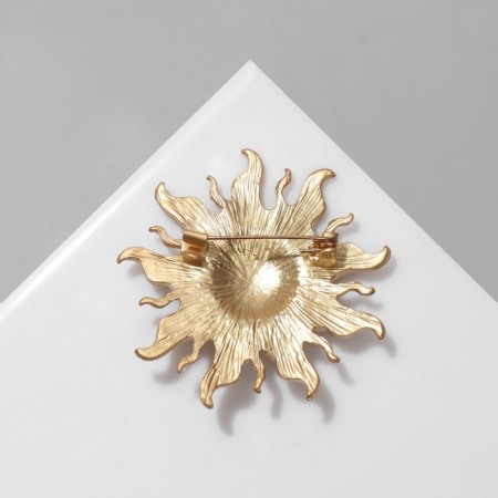 Brooch "Sun", Black-gold color in matte gold-1