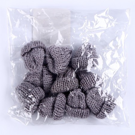 Knitted hat knitted, set 10 pcs., Gray color-3