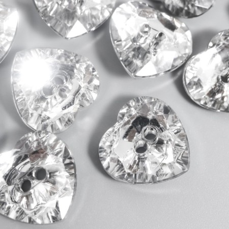 Buttons plastic 2 punctures Crystal "Heart" 1.7x1.7 cm set 25 pcs 2x5x5.5 cm