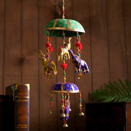 Interior suspension with bells "Elephants" 15x15x41 cm mix-4