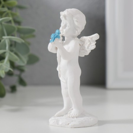 Polystone souvenir "Snowty angel stands with a colored bird" 9x3.8x4.8 cm-3