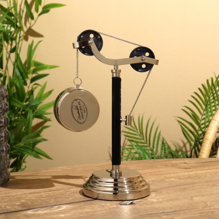 Table clock 32x22 cm, (diameter of 8 cm hours), brass-3