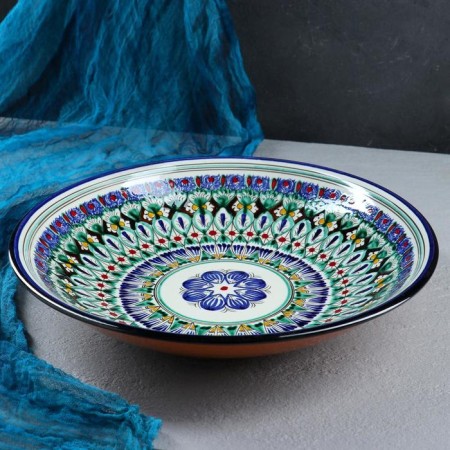 Largan Rishtan ceramics "Flowers", 33 cm, blue-3