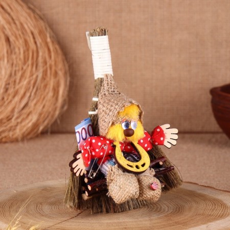Amulet "Money", on a broom, mix-1