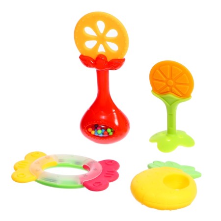A set of rattles with a teether for teeth “Fruitics. Orange ", 4 pcs-1