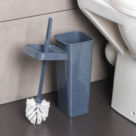 Toilet kit: brush with Spin & Clean Stone stand, dark stone-3