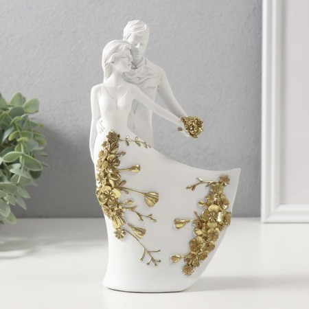 Polystone souvenir "Snow -white pair with golden colors" 12x5.5x20.5 cm