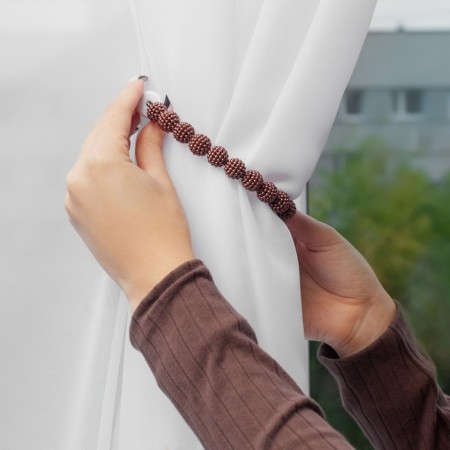 Picking for curtains “Beads from beads”, D = 1.3 cm, 30 cm, brown color-2
