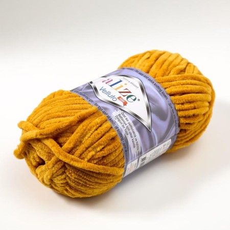 Yarn "Velluto" 100% micropoliester 68m/100g (02 yellow)-1