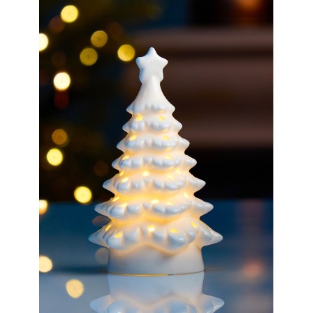 LED figure "White Christmas tree" 7.1x6.5x12 cm, 1 LED, LR44X3 (in the set), T/white