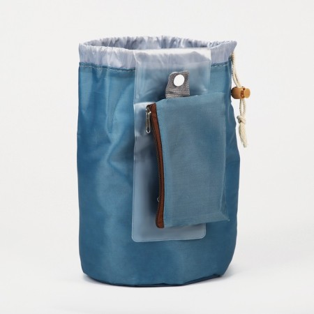 Road cosmetic bag, department on screed with a lace, with a wallet, blue color-2