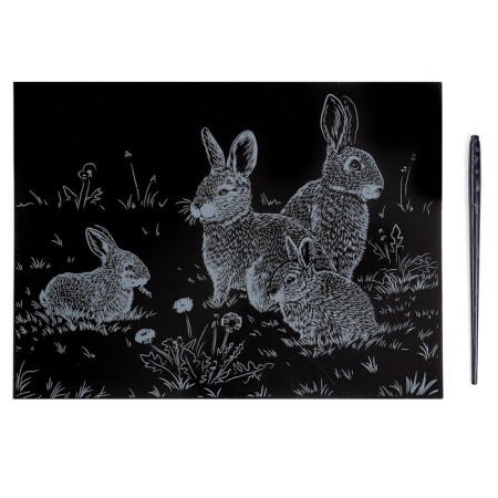 Family engraving with the effect of silver "Rabbits"-2