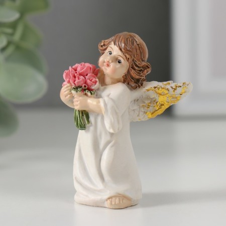 Polystone souvenir "Angel in a dress with flowers/gift" mix 6x4.5x3.5 cm-4
