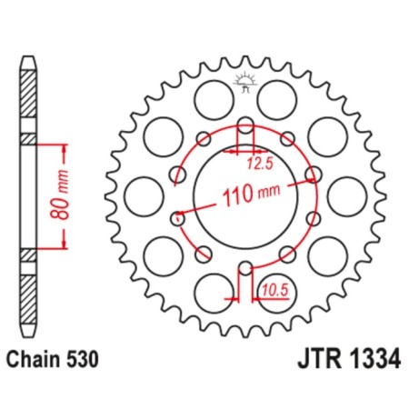 The rear star, driven JTR1334 steel, chain 530, 46 teeth-1