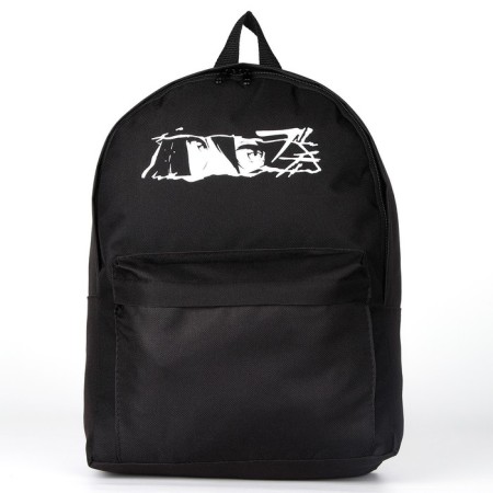 Backpack school textile "anime", with a pocket, 27x11x37, black color-1