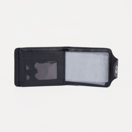 Male purse on a magnet, for bills, for cards, for coins, black color-3