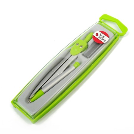 Metal compass in a plastic pencil case, with spare sections-3