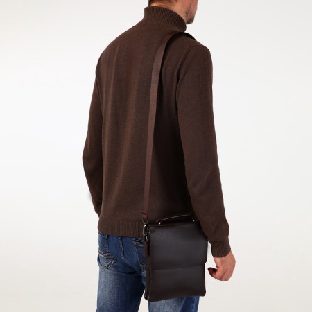 Male bag on the Textura valve, outer pocket, brown color-8