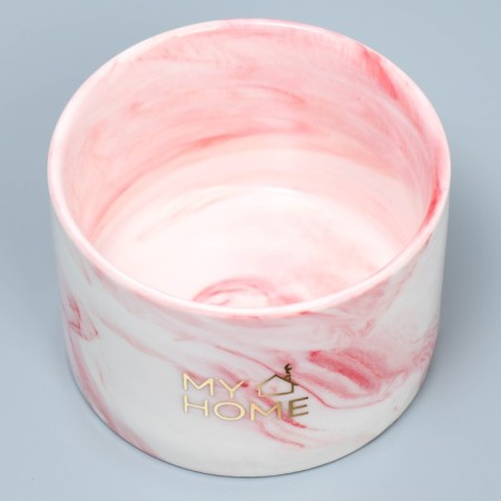 Ceramic pot with embossing, Kashpo "My Home", 8 x 5.5 cm-3
