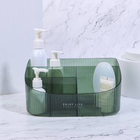 Organizer for storing cosmetic supplies "Green", 6 sections, 23 × 15.5 × 11 cm, translucent/green color-3