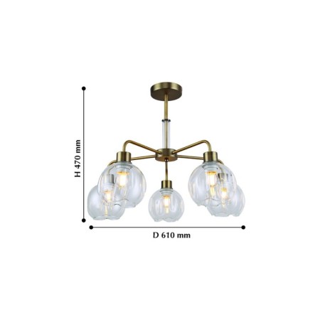 Monto chandelier, 5x40W E27, brown color-1