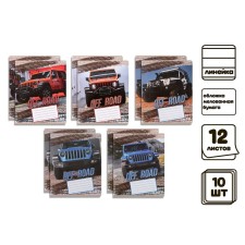 A set of notebooks of 10 pieces, 12 sheets in the calligrata “SUV” line, cover covered paper, VD-clus, block No. 2, whiteness 75% (gray sheets), 5 types of 2 pieces