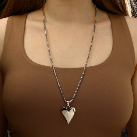 Pendant "Heart" elongated, color silver, 70 cm-4