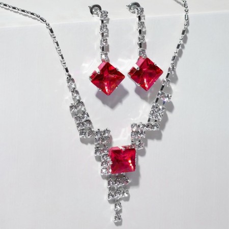 Set 2 objects: earrings, necklace "Light flirting", rhombics, color mix, 45 cm-8