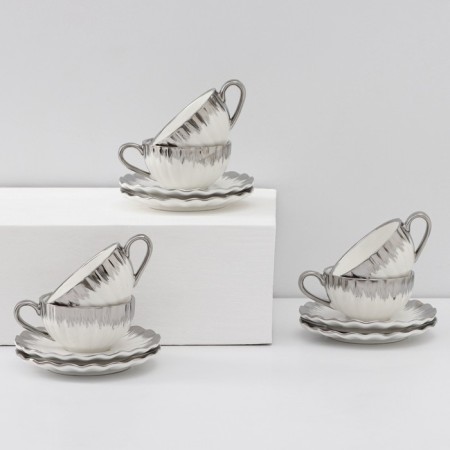 Ceramic tea service "Snow avalanche", 12 items: 6 mugs 80 ml, 6 Smashes d = 11.2 cm, color mix