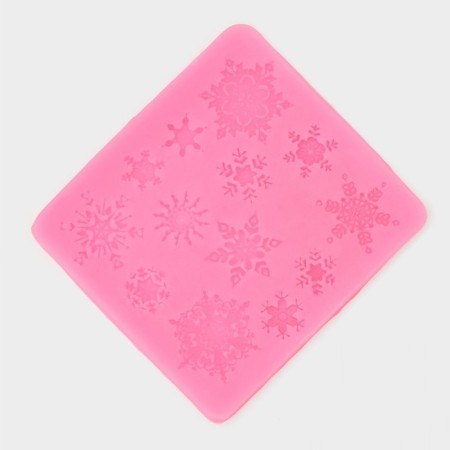 Mold "Snowflakes", silicone, 8.6 × 8.6 cm, pink color-1