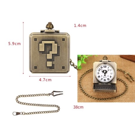 Pocket clock "Cube", quartz, d dial-4.6 cm, chain L-38 cm