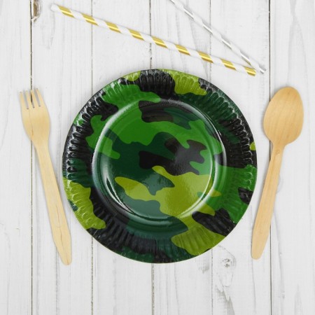 Paper plate "Camouflage", 17 cm, 6 pcs.