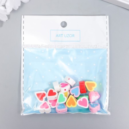 Beads for PVC creativity "Hearts with a contour" Color set 20 pcs 1x1x1 cm-2