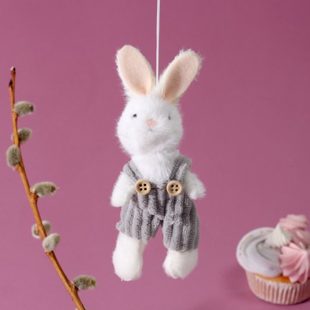 Soft toy "Bunny" on the suspension, 14 cm, color mix