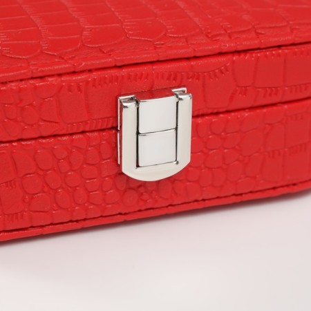 Casket to the leatherette for jewelry "Crocodile leather" red 15x10.5x5 cm-2