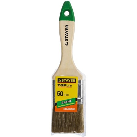Brush flat Stayer Lasur 01031-50, mixed stubble, wooden handle, 50 mm, 2 "-4