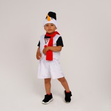 Carnival costume snowman fur, shorts, vest, scarf, hat with a bucket, rr32, p122-128.