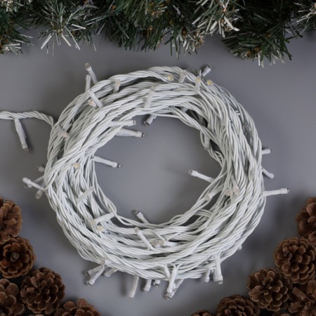 Garland “thread” 10 m, IP44, UMS, white thread, 100 LED, glow warm white, 220 V-1