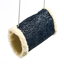 Suspended fur tunnel for rodents, 19 x 12 x 13 cm, blue