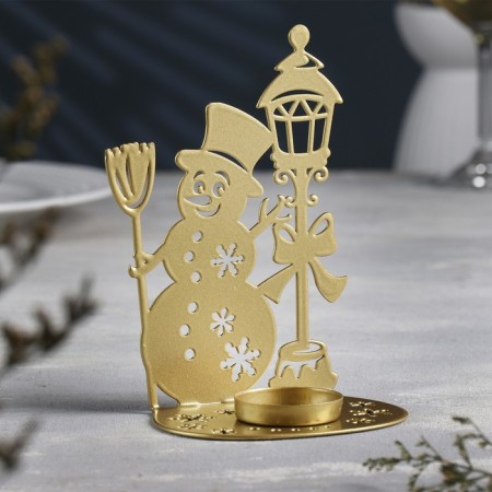 Snowman Snowman Metal for one candle, 7.5x10.7x15 cm, gold-1