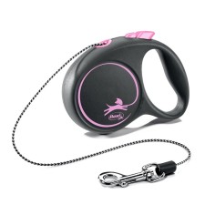 Рулетка Flexi Black Design XS (до 8 кг) 3 м трос, черный/розовый